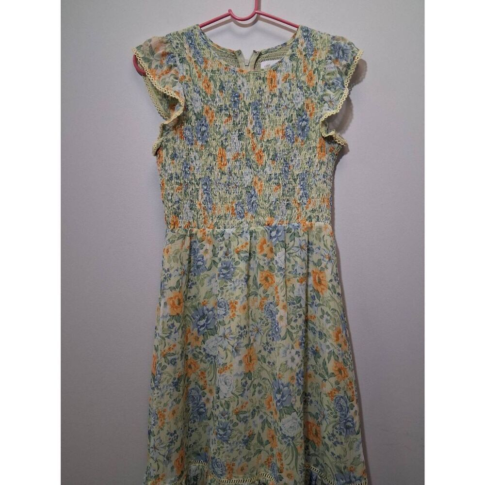 Lost+wander womens small smocked midi dress fairy cottagecore boho floral green - Picture 4 of 10